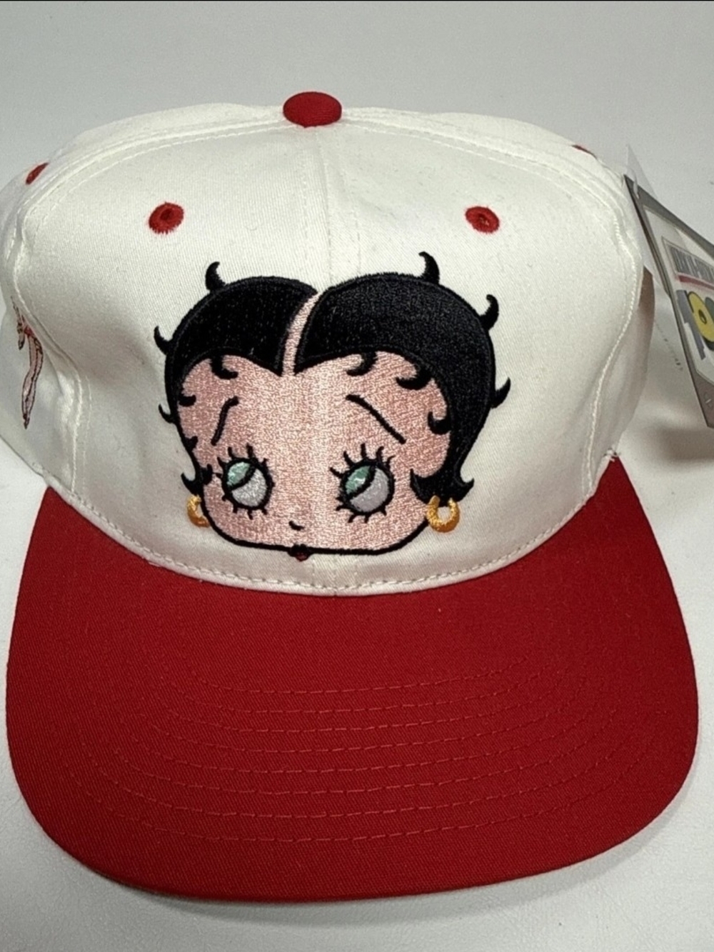 Vintage 1993 Betty Boop American Needle Blockhead Snapback Hat White/Red 90s NWT